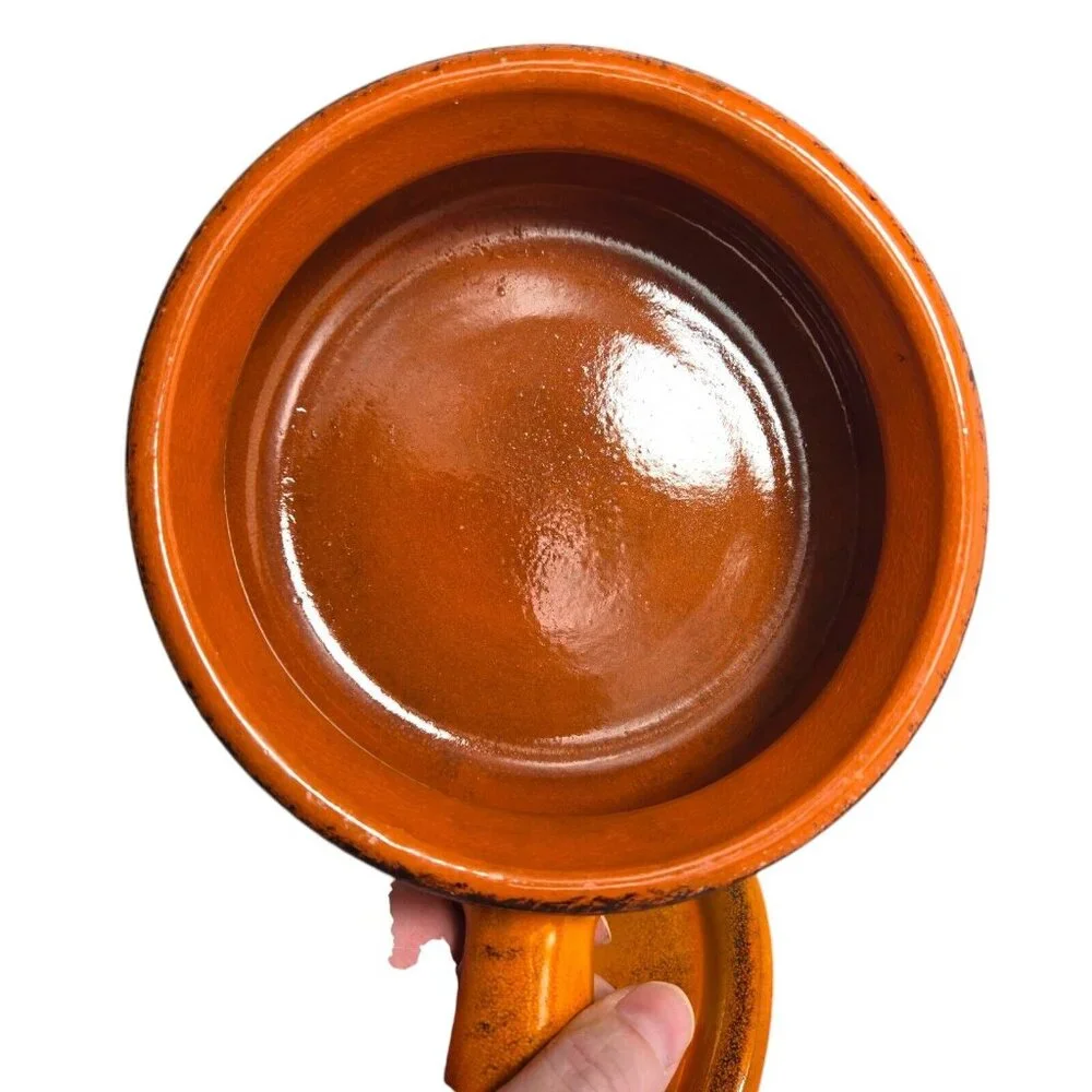 De Silva Orange Casserole Oven Safe Bowl Lid Made Italy‎ Terracotta MCM